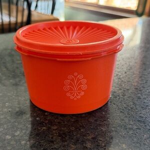 1970s Tupperware Burnt Orange Storage Container